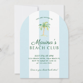 Blue Cabana Stripes Palm Beach Club Einladung