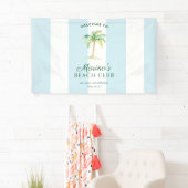 Blue Cabana Stripes Palm Beach Club Welcome Banner (Insitu)