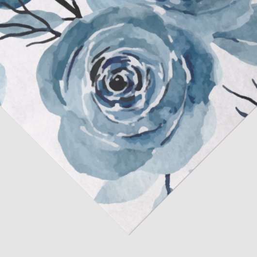 Blue Cabbage Rose Decoupage Seidenpapier (Ausschnitt)