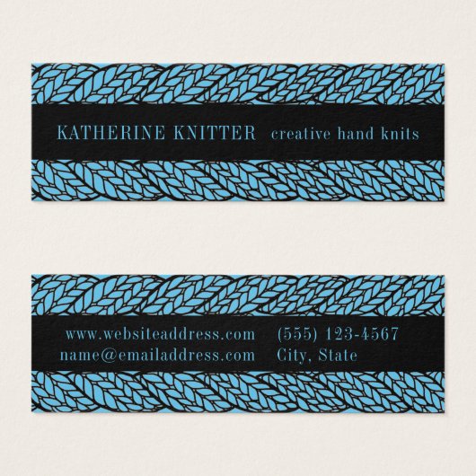 BLUE CABLE STRICK 3x1 Mini-Visitenkarte (Vorne & Hinten)