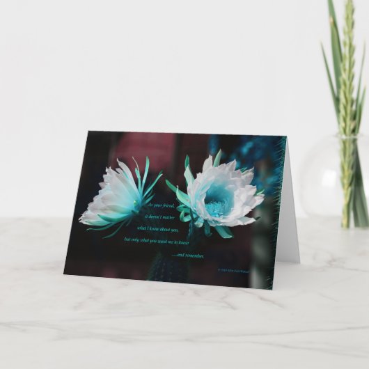 “Blue Cactus #70” with poem: Friendship Defined Karte (Vorderseite)