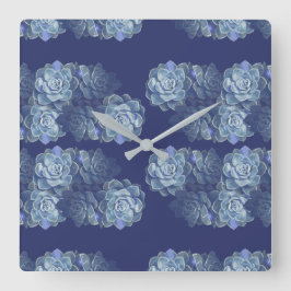 Blue Cactus Acrylic Wall Clock Quadratische Wanduhr