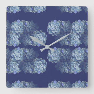 Blue Cactus Acrylic Wall Clock Quadratische Wanduhr
