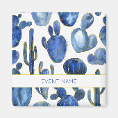 Blue Cactus Art Desert Chic Gold Custom EVENT NAME Magnet (Vorne)