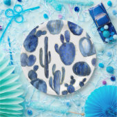 Blue Cactus Desert Art Gold Reise Südwestspanien Pappteller (Party)