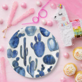 Blue Cactus Desert Art Gold Reise Südwestspanien Pappteller (Party)