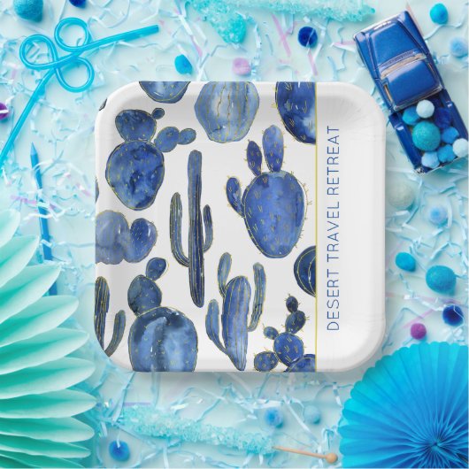 Blue Cactus Desert Chic Gold EVENT NAME Artisan Pappteller (Party)