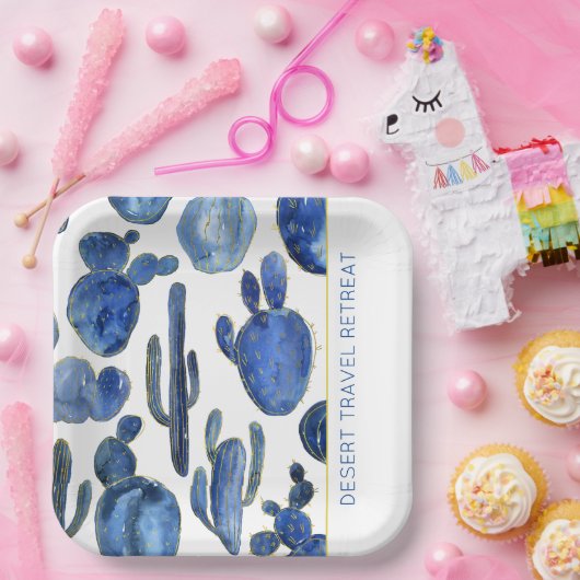 Blue Cactus Desert Chic Gold EVENT NAME Artisan Pappteller (Party)