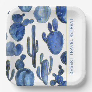 Blue Cactus Desert Chic Gold EVENT NAME Artisan Pappteller