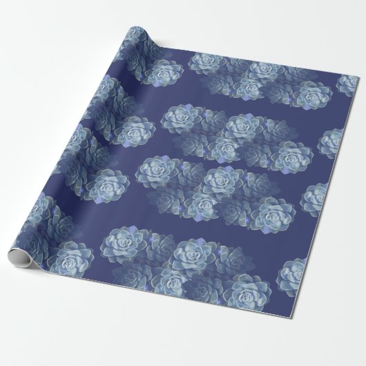 Blue Cactus Gift Wrapping Paper Geschenkpapier (Ungerollt)