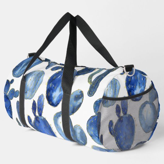 Blue Cactus Gold White Desert Fun Duffle Bag (Rechte Ecke)