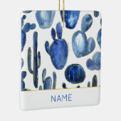 Blue Cactus Gold Wüste Chic NAME Travel Fun Keramikornament (Rechts)
