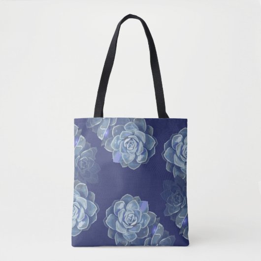 Blue Cactus Tote Bag Tasche (Vorderseite)