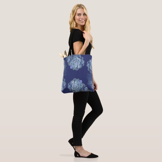 Blue Cactus Tote Bag Tasche (Am Model)