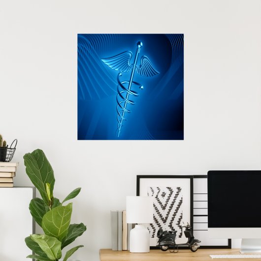 Blue Caduceus Poster (Heimbüro)