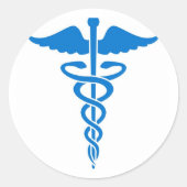 Blue Caduceus Runder Aufkleber (Vorderseite)