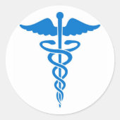 Blue Caduceus Runder Aufkleber (Vorderseite)