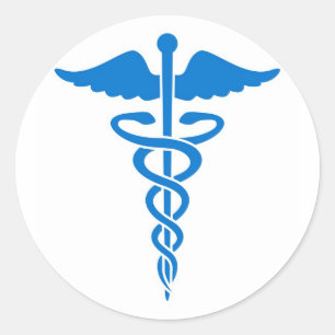 Blue Caduceus Runder Aufkleber