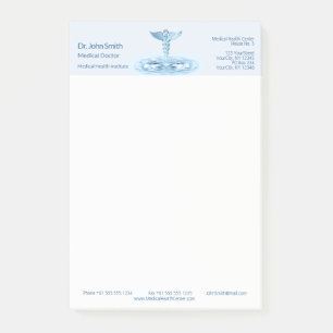 Blue Caduceus Water Ripples Medical Hermes Rod Post-it Klebezettel