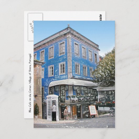 Blue Café an der Ecke Postkarte (Vorne/Hinten)