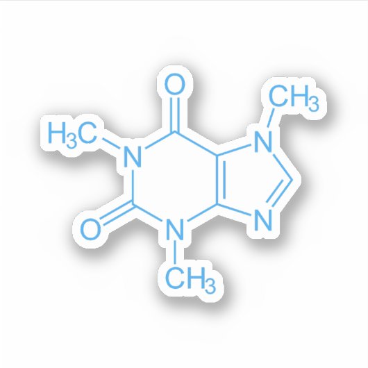 Blue Caffein Molecule Aufkleber (Vorderseite)