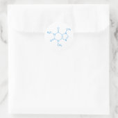 Blue Caffein Molecule Runder Aufkleber (Tasche)