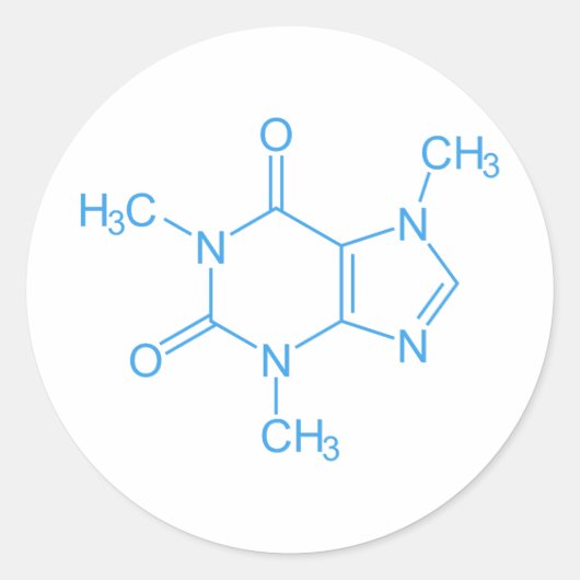Blue Caffein Molecule Runder Aufkleber (Vorderseite)