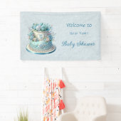 Blue Cake Blume Babydusche Banner (Insitu)