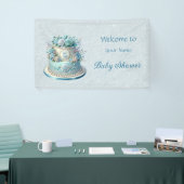 Blue Cake Blume Babydusche Banner (Messeveranstaltung)
