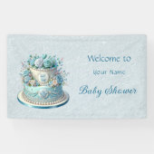 Blue Cake Blume Babydusche Banner (Horizontal)