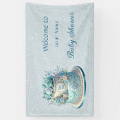 Blue Cake Blume Babydusche Banner (Vertikal)