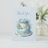 Blue Cake Blume Danke Card (Stehend Vorderseite)
