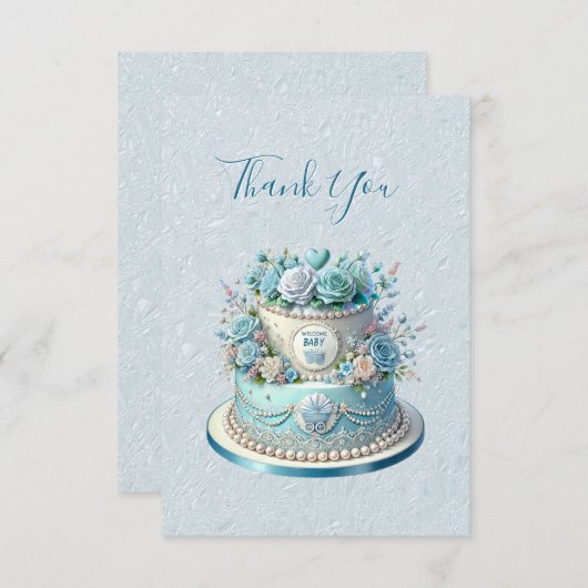 Blue Cake Blume Danke Card (Vorne/Hinten)