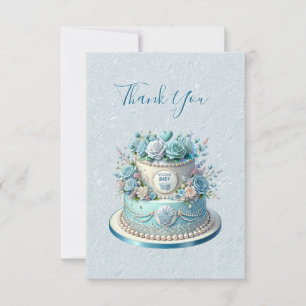 Blue Cake Blume Danke Card