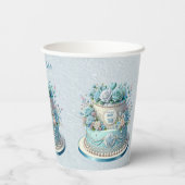 Blue Cake Blume Paper Cups Pappbecher (Rückseite)