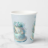 Blue Cake Blume Paper Cups Pappbecher (Vorderseite)