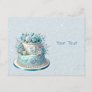 Blue Cake Blume Postcard Postkarte