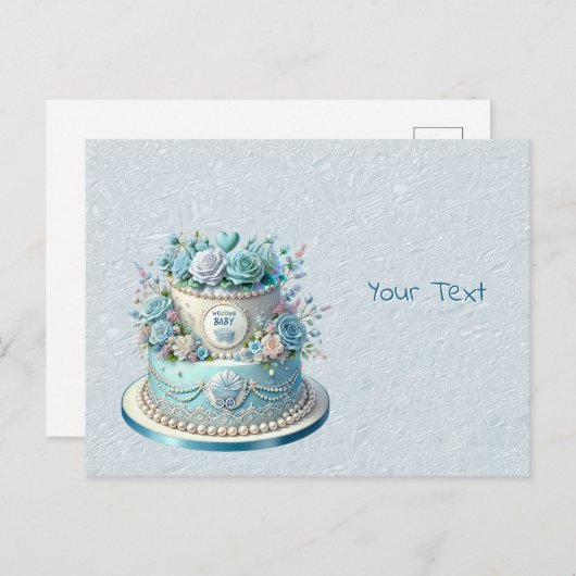 Blue Cake Blume Postcard Postkarte (Vorne/Hinten)