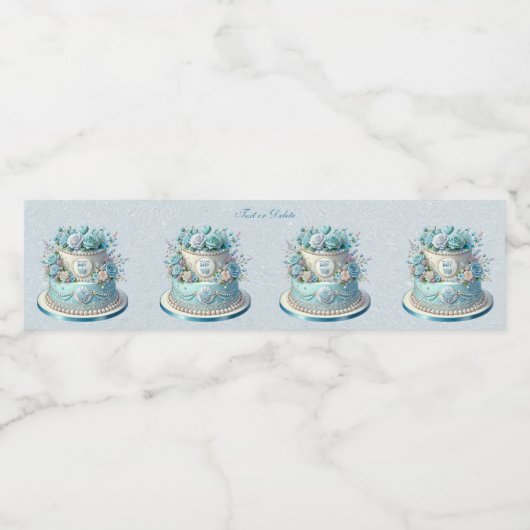 Blue Cake Blume Wasser Flasche Etikett (Einzelnes Label)