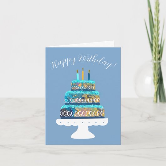 Blue Cake "Happy Birthday" Karte (Vorderseite)