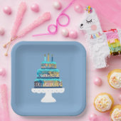 Blue Cake mit Birthday Candles Pappteller (Party)