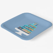 Blue Cake mit Birthday Candles Pappteller (Gewinkelt)