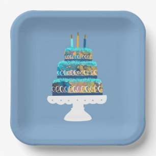Blue Cake mit Birthday Candles Pappteller