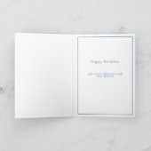 Blue Cake Pink Roses und Candles Happy Birthday Karte (Innenseite)