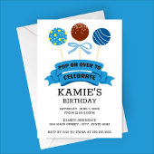 Blue Cake Pops Geburtstagsparty Einladung