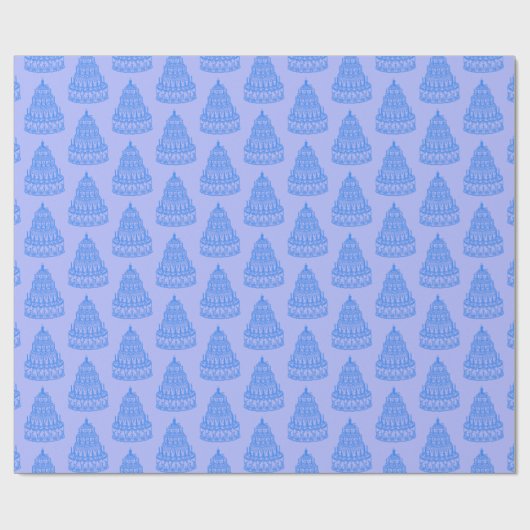Blue Cake Print Wrapper Geschenkpapier (Flach)