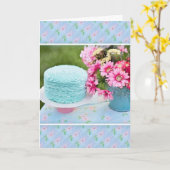 Blue Cake und Blume Geburtstagskarte Karte (Gelbe Blume)