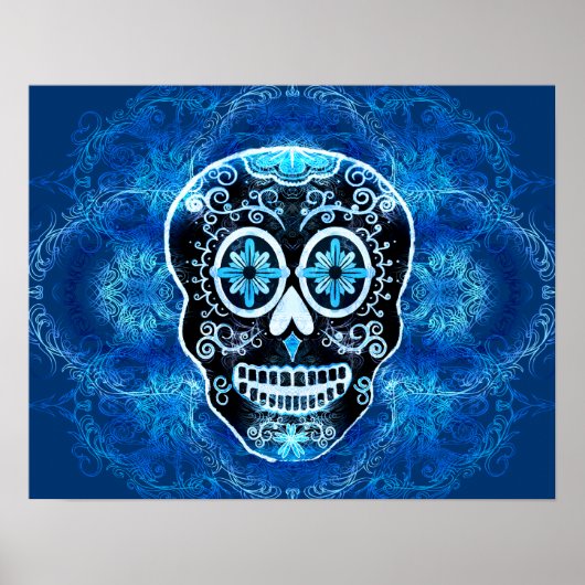 Blue Calavera Print Poster (Vorne)
