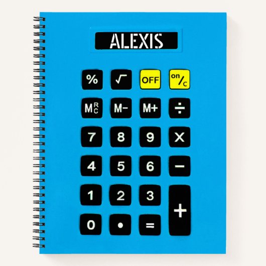 Blue Calculator mit Name Notizblock (Vorderseite)