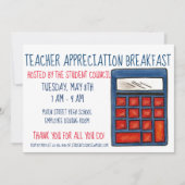 Blue Calculator School Math Teacher Bewertung Einladung (Vorderseite)